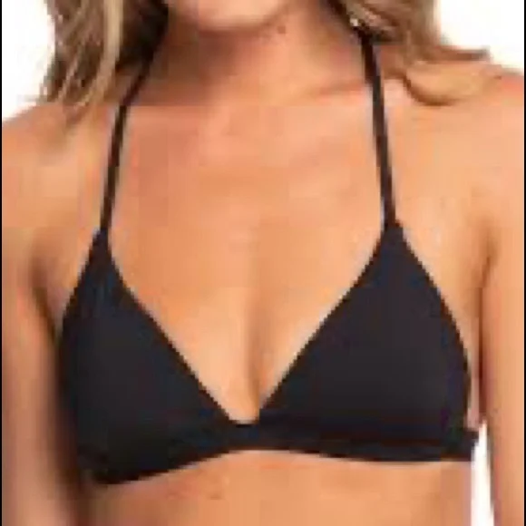 Roxy SD Beach Classics T Back Moderate Coverage Bikini Top Solid Black - Picture 1 of 4